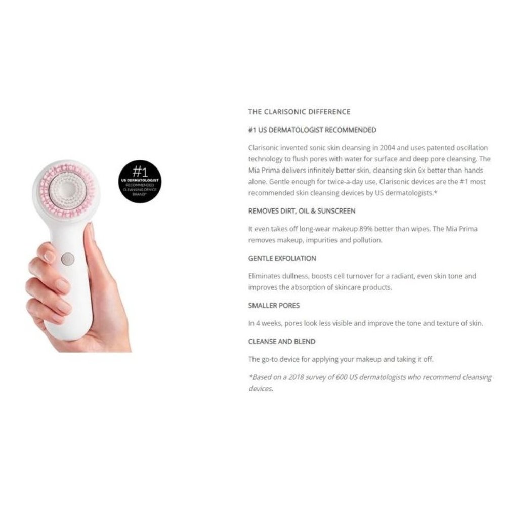 Clarisonic Mia Prima Sonic Facial Cleansing bundle - WHITE (W/ 5 Brush Heads) - Picture 7 of 14